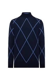 Hemington - Baklava Desen Lupetto Yaka Merino Yün Lacivert Triko