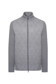 Hemington - Baklava Desen Merino Yün Activewear Açık Gri Triko Mont Hemington - Baklava Desen Merino Yün Activewear Açık Gri Triko Mont