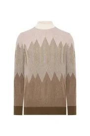 Hemington - Balıkçı Yaka Desen Kaşmir Kahverengi Kazak