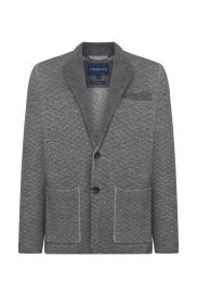 Hemington - Balıksırtı Desen Saf Kaşmir Açık Gri Triko Ceket