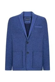 Hemington - Balıksırtı Desen Saf Kaşmir Lacivert Triko Ceket