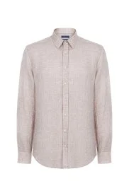 Hemington - Bej Saf Keten Gömlek