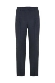 Hemington - Belden Bağcıklı Koyu Mavi Pileli Yün Chino Jogger Pantolon