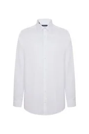 Hemington - Kuş Gözü Dokulu Non-Iron Business Gizli Düğme Beyaz Gömlek