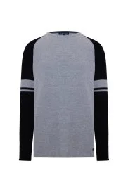 Hemington - Bisiklet Yaka Merino Yün Desen Açık Gri Siyah Kazak