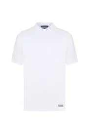 Bisiklet Yaka Rahat Kesim Saf Pamuk Beyaz T-Shirt