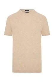 Hemington - Bisiklet Yaka Saf Pamuk Açık Bej Triko T-Shirt Hemington - Bisiklet Yaka Saf Pamuk Açık Bej Triko T-Shirt