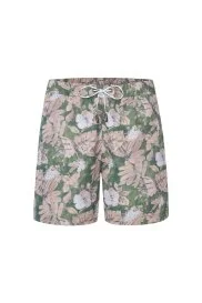 Hemington - Çiçek Desen Yeşil-Camel Quick Dry Mayo