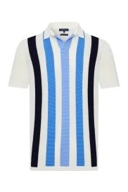 Hemington - Çizgi Desen Beyaz Mavi Giza Pamuk Triko Polo Hemington - Çizgi Desen Beyaz Mavi Giza Pamuk Triko Polo