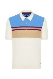 Hemington - Çizgi Desen Krem Rengi Triko Polo Hemington - Çizgi Desen Krem Rengi Triko Polo