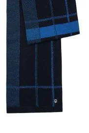 Hemington - Çizgi Desen Lacivert Merino Yün Atkı