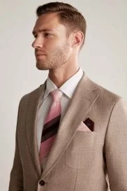 Hemington - Çizgi Desen Pembe Beyaz Örgü Kravat Hemington - Çizgi Desen Pembe Beyaz Örgü Kravat