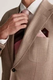 Hemington - Çizgi Desen Pembe Beyaz Örgü Mendil