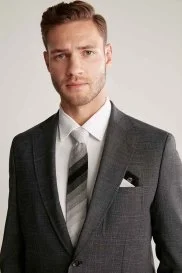 Hemington - Çizgi Desen Siyah Gri Örgü Kravat Hemington - Çizgi Desen Siyah Gri Örgü Kravat