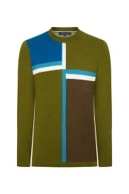 Hemington - Çizgi Desen Yarım Balıkçı Yaka Yeşil Triko