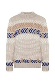 Hemington - Çizgi Desen Yarım Boğazlı Kum Rengi Merino Yün Kazak Hemington - Çizgi Desen Yarım Boğazlı Kum Rengi Merino Yün Kazak