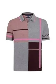 Hemington - Çizgi Detaylı Açık Gri Giza Pamuk Triko Polo