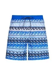 Hemington - Dalga Desen İndigo Mavi Özel Kesim Mayo