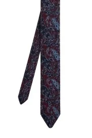 Hemington - Desenli İpek Yün Karışım Bordo Örgü Kravat