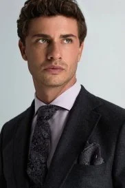 Hemington - Desenli İpek Yün Karışım Mor Örgü Kravat