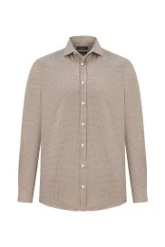 Hemington - Desenli Tütün Rengi Saf Pamuk Gömlek