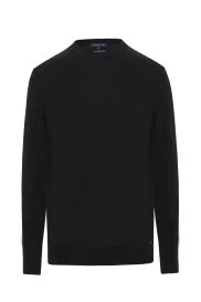Extrafine Merino Bisiklet Yaka Siyah Triko