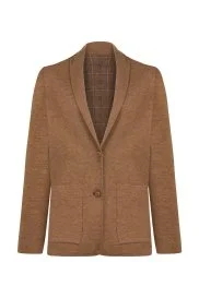 Hemington - Extrafine Merino Çift Taraflı Kahverengi Triko Ceket