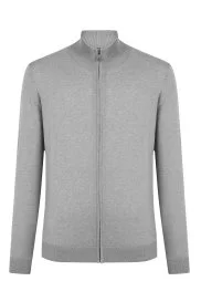 Hemington - Fermuarlı Açık Gri Merino Yün Triko Hırka Hemington - Fermuarlı Açık Gri Merino Yün Triko Hırka