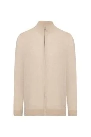 Hemington - Extrafine Merino Fermuarlı Açık Bej Triko Hırka Hemington - Extrafine Merino Fermuarlı Açık Bej Triko Hırka