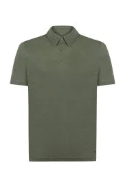 Saf Keten Haki Polo Yaka T-Shirt