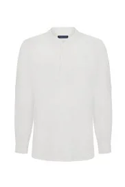 Hemington - Hakim Yaka Saf Keten Beyaz Gömlek