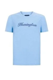 Hemington - Hemington Logolu Bisiklet Yaka Mavi Pamuk T-Shirt