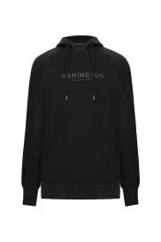 Hemington - Hemington Logolu Kapüşonlu Siyah Hoody
