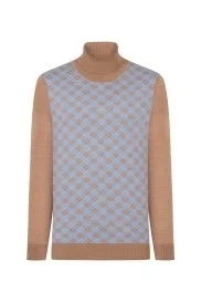 Hemington - İpek Karışımlı Boğazlı Yaka Merino Yün Camel Triko