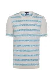 Hemington - İpek Karışımlı Çizgi Desen Beyaz Triko T-Shirt Hemington - İpek Karışımlı Çizgi Desen Beyaz Triko T-Shirt