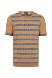 Hemington - İpek Karışımlı Çizgi Desen Mavi Triko T-Shirt Hemington - İpek Karışımlı Çizgi Desen Mavi Triko T-Shirt