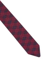 Hemington - İpek Karışımlı Kare Desen Lacivert Örgü Kravat