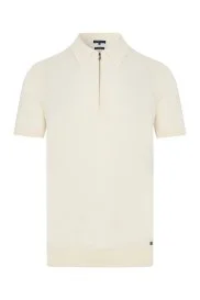 Hemington - İpek Pamuk Karışım Fermuar Detaylı Beyaz Triko Polo Hemington - İpek Pamuk Karışım Fermuar Detaylı Beyaz Triko Polo