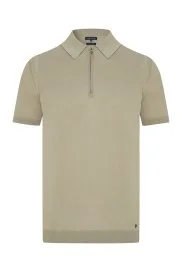 Hemington - İpek Pamuk Karışım Fermuar Detaylı Yeşil Triko Polo Hemington - İpek Pamuk Karışım Fermuar Detaylı Yeşil Triko Polo