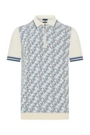 Hemington - İpek Pamuk Karışım Geometrik Desen Açık Mavi Triko Polo Hemington - İpek Pamuk Karışım Geometrik Desen Açık Mavi Triko Polo