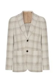 Hemington - İpek-Yün Karışım Ekose Desen Krem Rengi Blazer Ceket Hemington - İpek-Yün Karışım Ekose Desen Krem Rengi Blazer Ceket