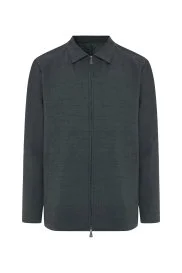 Hemington - İtalyan Yün Karışım Fermuar Detaylı Koyu Mavi Spor Ceket