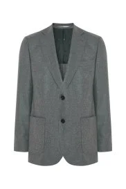 Hemington - İtalyan Yün Kaşmir Karışım Gri Blazer Ceket