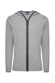 Hemington - Kapüşonlu Giza Pamuk Gri Spor Hırka