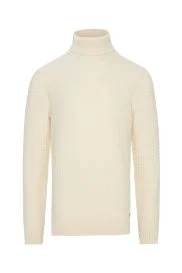 Hemington - Kare Desen Boğazlı Saf Kaşmir Ekru Kazak Hemington - Kare Desen Boğazlı Saf Kaşmir Ekru Kazak