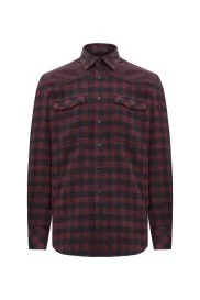 Hemington - Kare Desen Kırmızı Cep Detaylı Gömlek