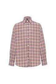 Hemington - Kareli Kaşmir Karışım Bordo-Beyaz Çocuk Gömlek