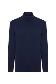 Hemington - Kaşmir İpek Karışımlı Balıkçı Yaka Lacivert Kazak