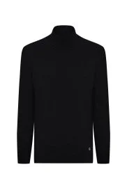 Hemington - Kaşmir İpek Karışımlı Balıkçı Yaka Siyah Kazak