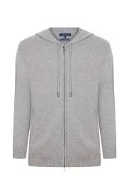 Hemington - Kaşmir-İpek Karışım Kapüşonlu Gri Spor Ceket